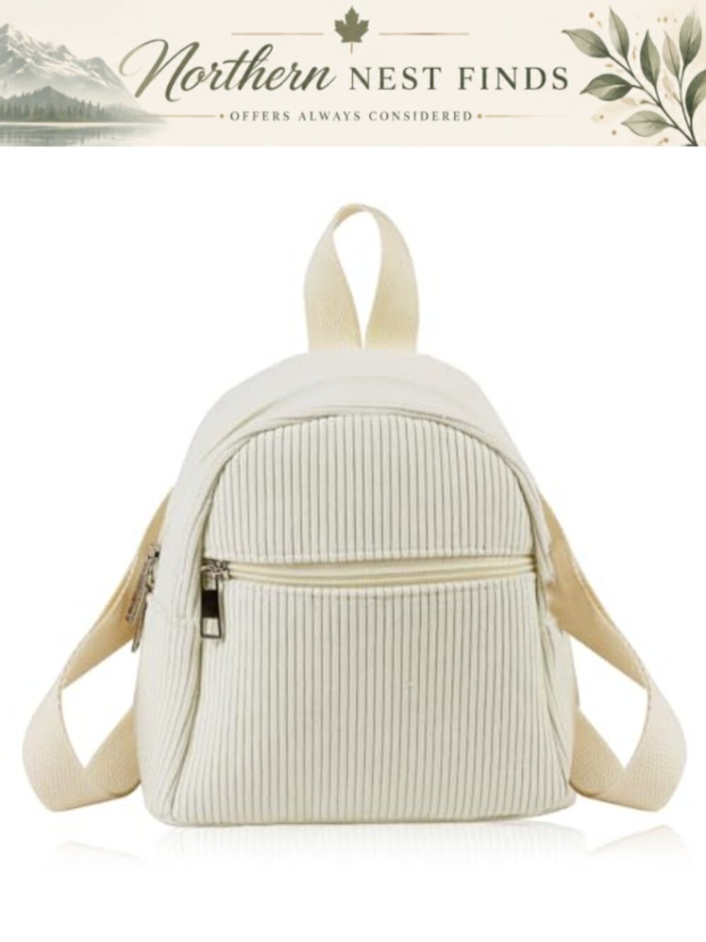 Corduroy Mini Backpack Small Backpack for Women Adjustable Casual Daypack